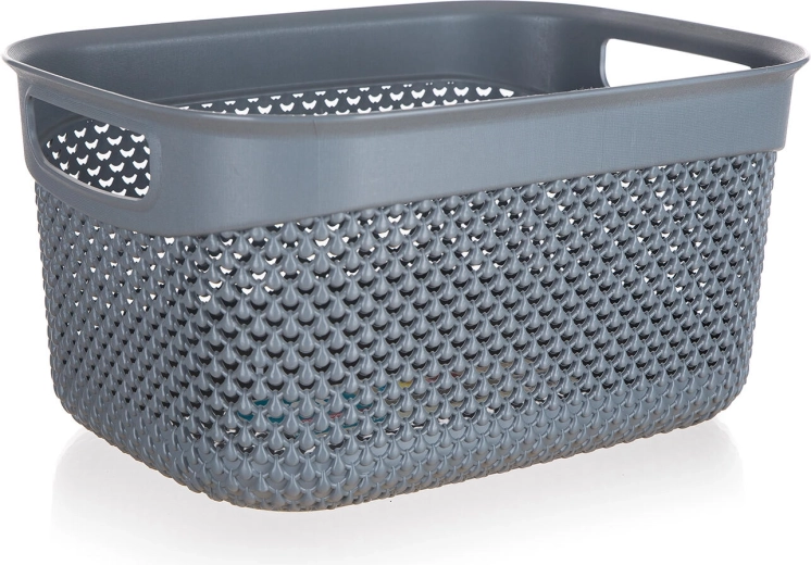 Antracit színű, rattan hatású műanyag kosár, 6,6 l