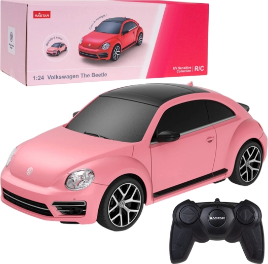 RC autó VOLKSWAGEN Beetle 1:24 Rastar rózsaszín UV-színváltással