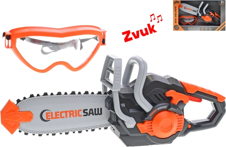 Gyermek elektromos láncfűrész védőszemüveggel, 34 cm