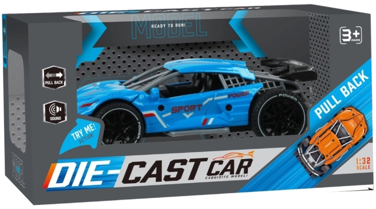 1:32-as versenyautó visszahúzós mechanikával