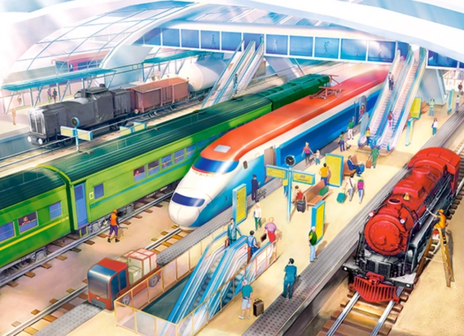 Puzzle vasútállomással, 100 darabos