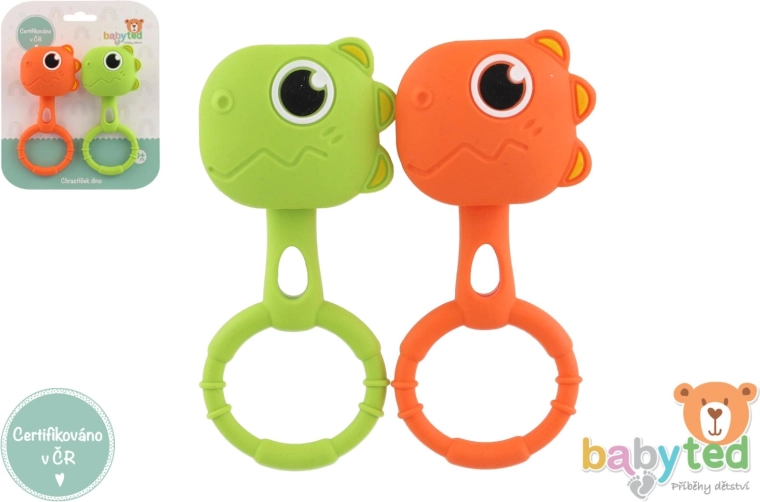 szilikon csörgők és rágók dínó 2 db babyted