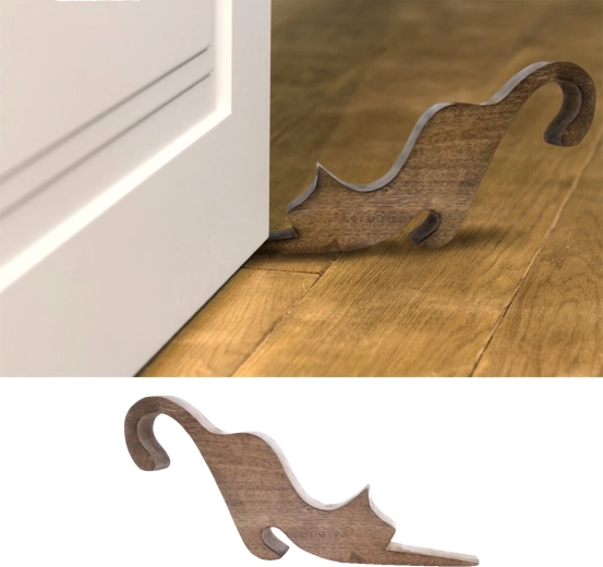Macska mintás mangó színű ajtókitámasztó 24 × 2,5 × 8 cm