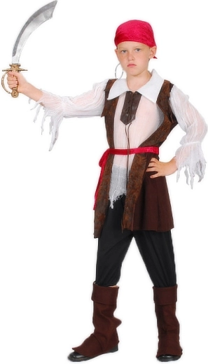 Gyerek kalóz farsangi jelmez M méret (120–130 cm) – 1 db
