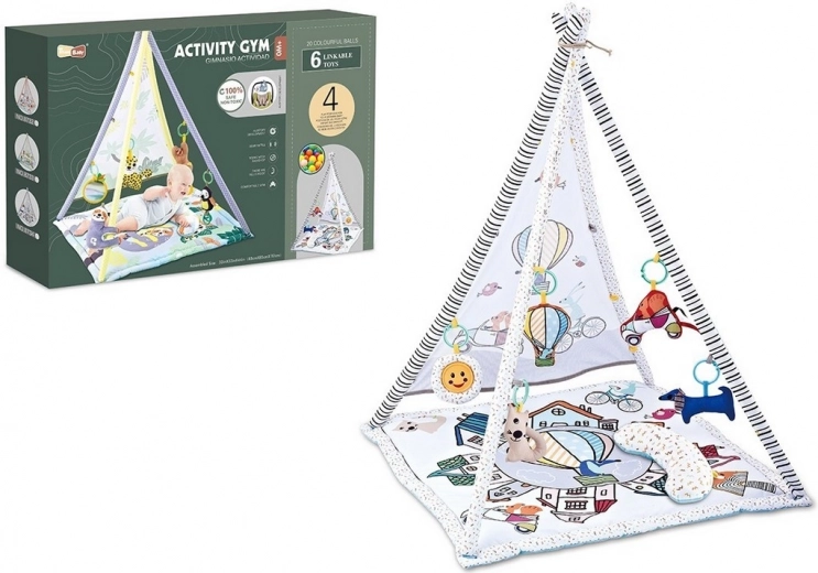 Gyerek játszószőnyeg tetővel és zenei kiegészítőkkel