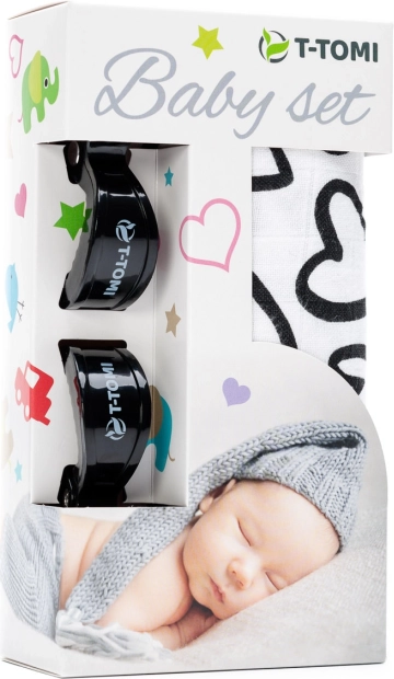 T-Tomi bambusz készlet fekete szívekkel