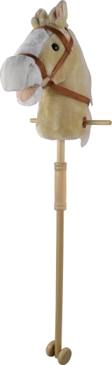 Bézs hangot adó bottal lovacska kerekekkel, levehető fa rúd (95 cm)