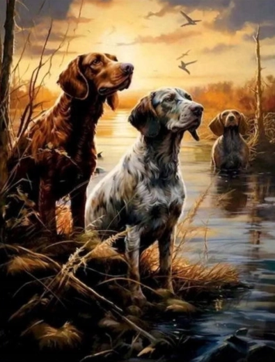 Számozás szerinti festés Kutyák a mocsárban 40 × 50 cm NORIMPEX