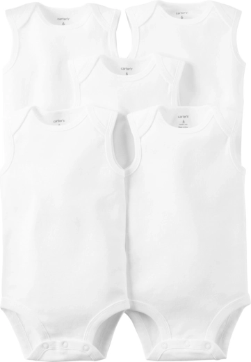 Carter's ujjatlan unisex baba body, fehér, 5 db, 62-es méret (3 hó)