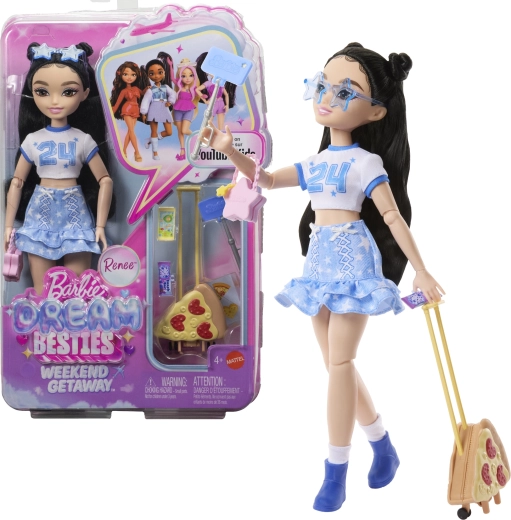 Barbie Dream Besties Renee – divatbaba hétvégi kiruccanáshoz való kiegészítőkkel