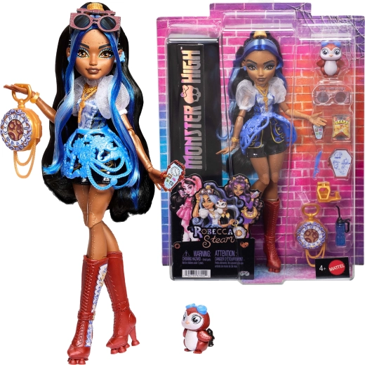Monster High Robecca Steam baba 28 cm kiegészítőkkel és kisállattal