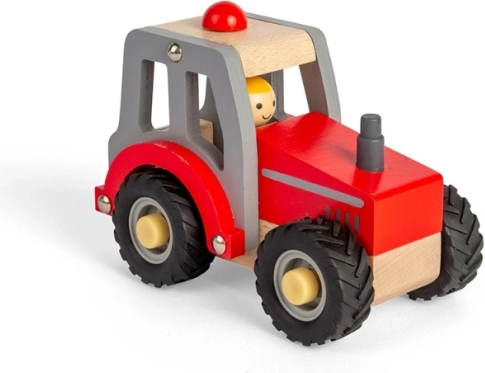 Fából készült Bigjigs Toys traktor piros