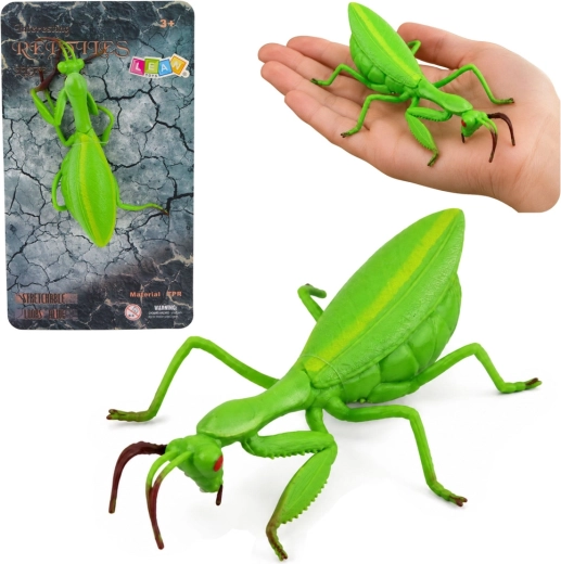 Realisztikus zöld gumifigura: imádkozó sáska, 18 cm