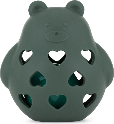 Szilikon csörgő-rágóka Bear Basil, Párás Zöld