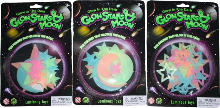 Világító műanyag dekoráció: hold és csillagok, színes