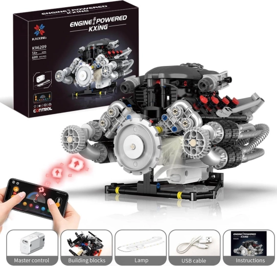 Motormodell építőkészlet USB-vel és LED világítással – 689 darab
