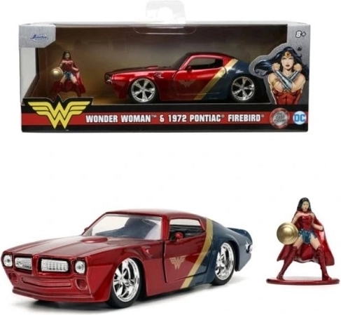 Jada Wonder Woman gyűjtői szett 1972 Pontiac Firebird 1:32 figurával
