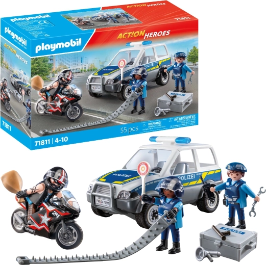 Playmobil City Heroes rendőrségi üldözés – autó, motorkerékpár és figurák