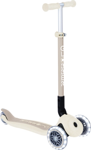 Globber Primo összecsukható gyermek háromkerekű roller LED kerekekkel Eco, kókusz