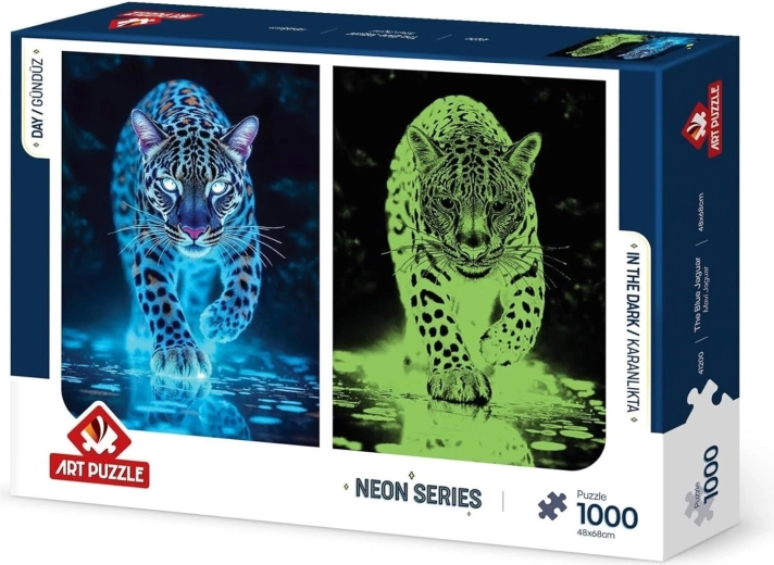 Világító puzzle Kék jaguár 1000 darab