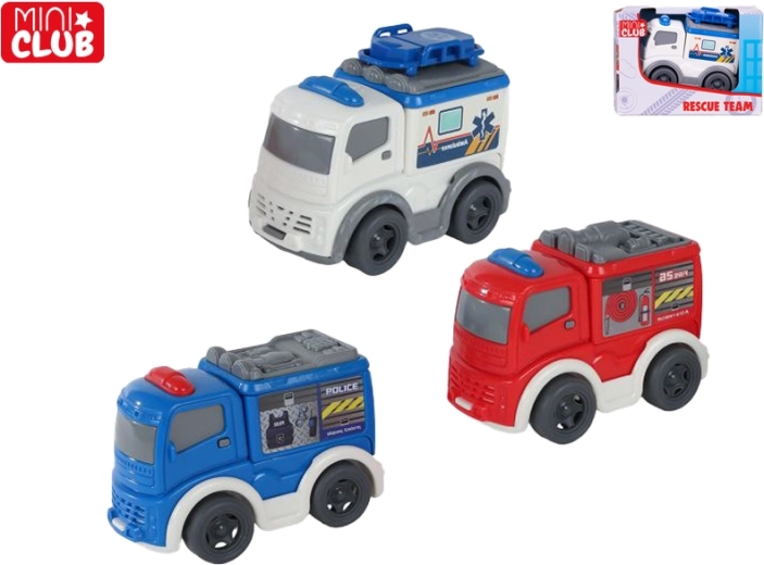 Mini Club mentőautócska 8 cm szabadonfutó mechanikával