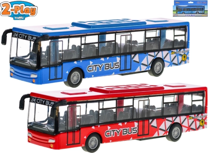 Fém busz visszahúzós mechanikával 15 cm 2-Play Traffic