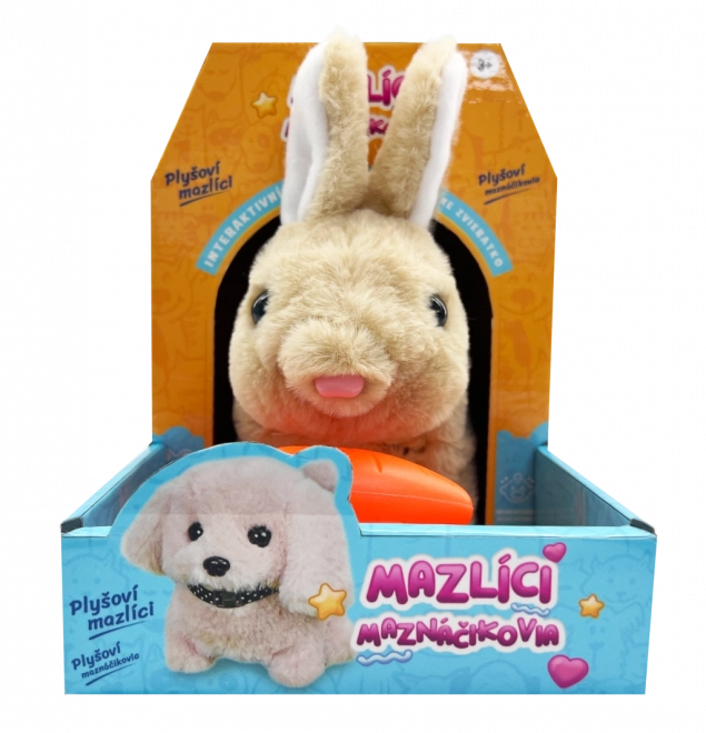 Interaktív plüss nyuszi répácskával