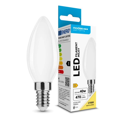 Modee Filament Milky Candle C35 LED izzó, 4 W, E14, 430 lm, meleg fehér