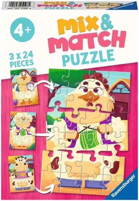 Ravensburger puzzle Mix & Match: barátaim a farmáról 3×24 darab