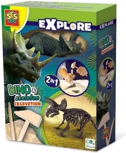 SES Creative Explore dinoszaurusz-fosszíliák 2 az 1-ben – triceratops (ásatás és összerakható csontváz)
