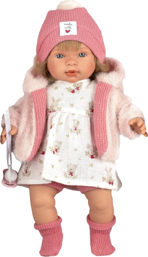 Llorens Carla realisztikus beszélő és síró baba puha testtel 42 cm