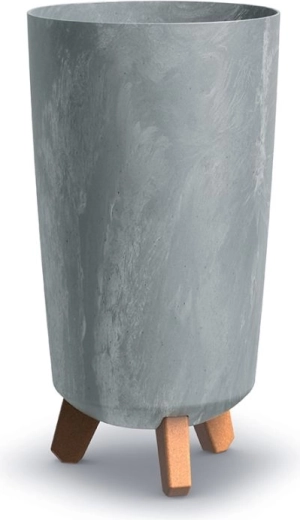 karcsú betonhatású virágcserép, 19,5 cm, szürke