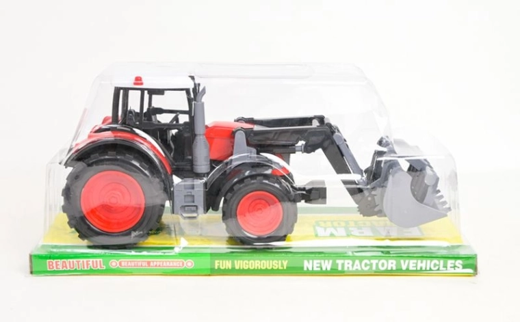 Piros traktor első kanállal