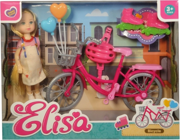Mini baba kerékpárral, görkorcsolyával és sisakkal