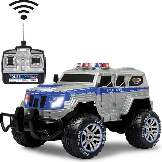 Jamara rendőrségi páncélozott monster truck távirányítós 1:12 27 MHz LED-del, akkumulátorral és töltővel