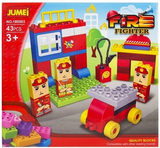 Jumei 3+ építőjáték tűzoltóállomás – 43 db, 28 × 26 cm - 1 db
