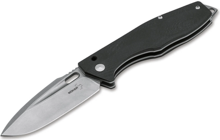 Böker Plus Caracal Folder 42 zsebkés, 8,7 cm, stonewash, fekete G10