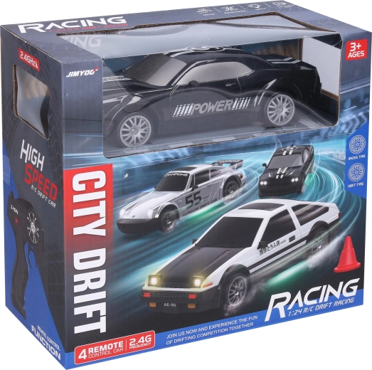 Driftelő távirányítós RC autó fekete, 21,5 cm