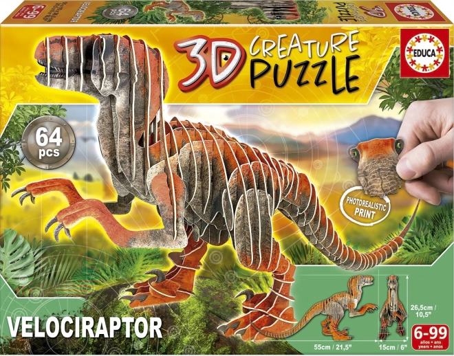 Educa 3D puzzle velociraptor 64 darab