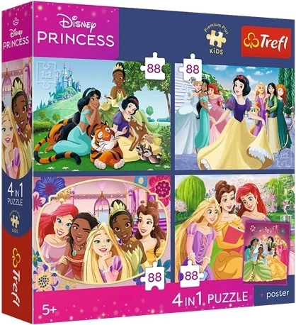 Trefl Disney Princess 4 az 1-ben puzzle Romantikus hercegnők 4×88 darab