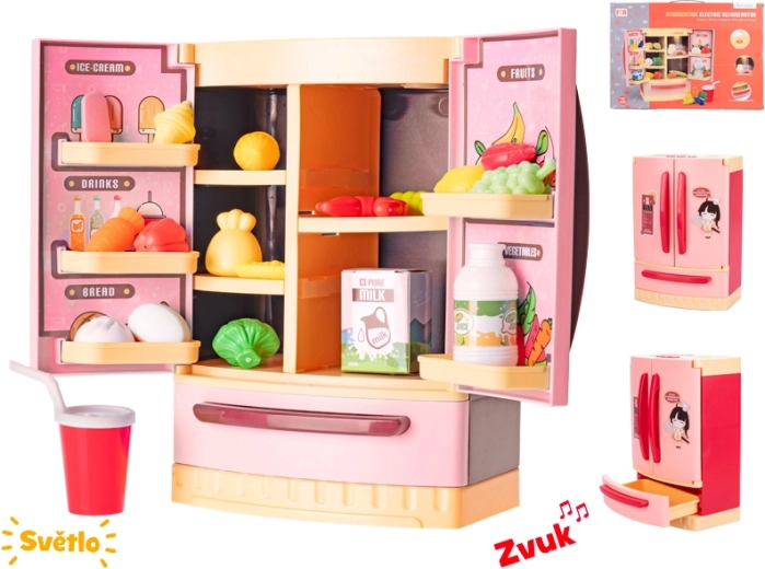 Gyerek hűtő fény- és hangeffektekkel, piros, 26 × 18 × 12 cm