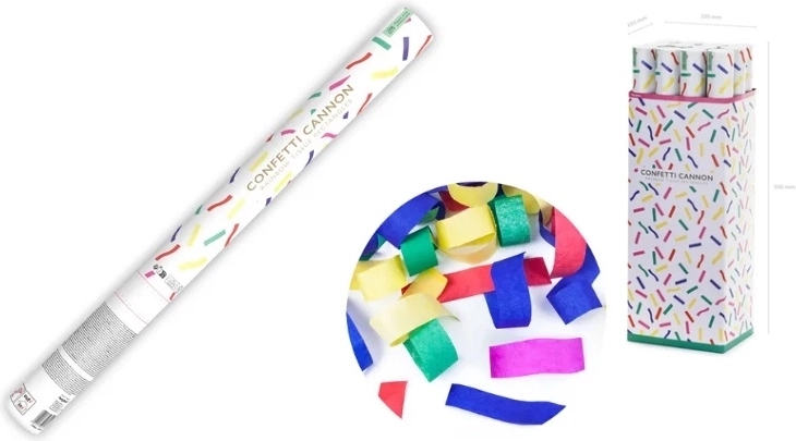 Színes papírkonfetti mix – konfettikilövő cső 60 cm