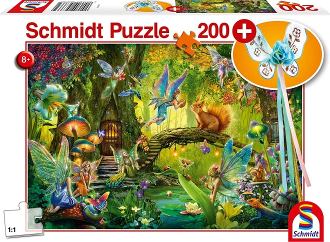 Schmidt puzzle Tündérek az erdőben 200 darabbal, ajándékkal: tündérpálcával