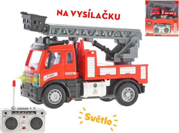 RC tűzoltóautó létrával 1:64 távirányítóval és világítással