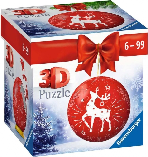 Ravensburger 3D puzzleball karácsonyi dísz piros, 54 darab