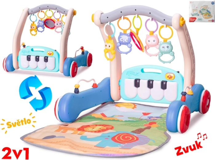 Járássegítő és 2 az 1-ben játszószőnyeg babáknak zenélő zongorával
