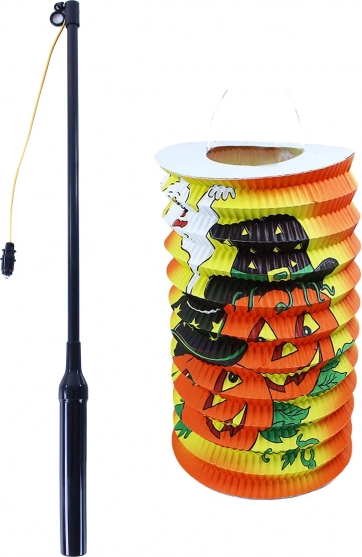 Halloween lampion 15 cm világító pálcával 40 cm