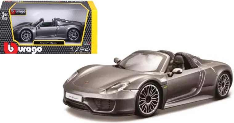 Fém modell BBURAGO 1:24 Porsche 918 Spyder – szürke