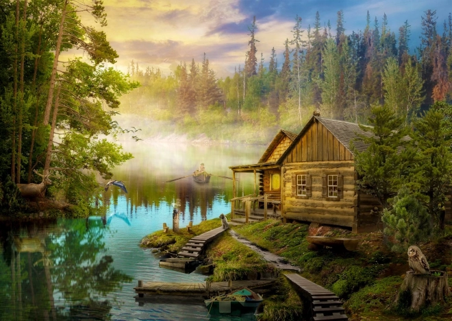 Enjoy puzzle rönkház a folyóparton – 1000 darabos