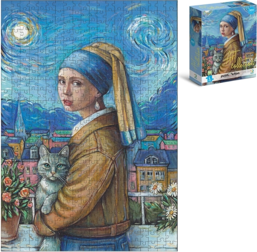 Puzzle „Lány gyöngy fülbevalóval” 500 darab (47 × 33 cm) dobozban
